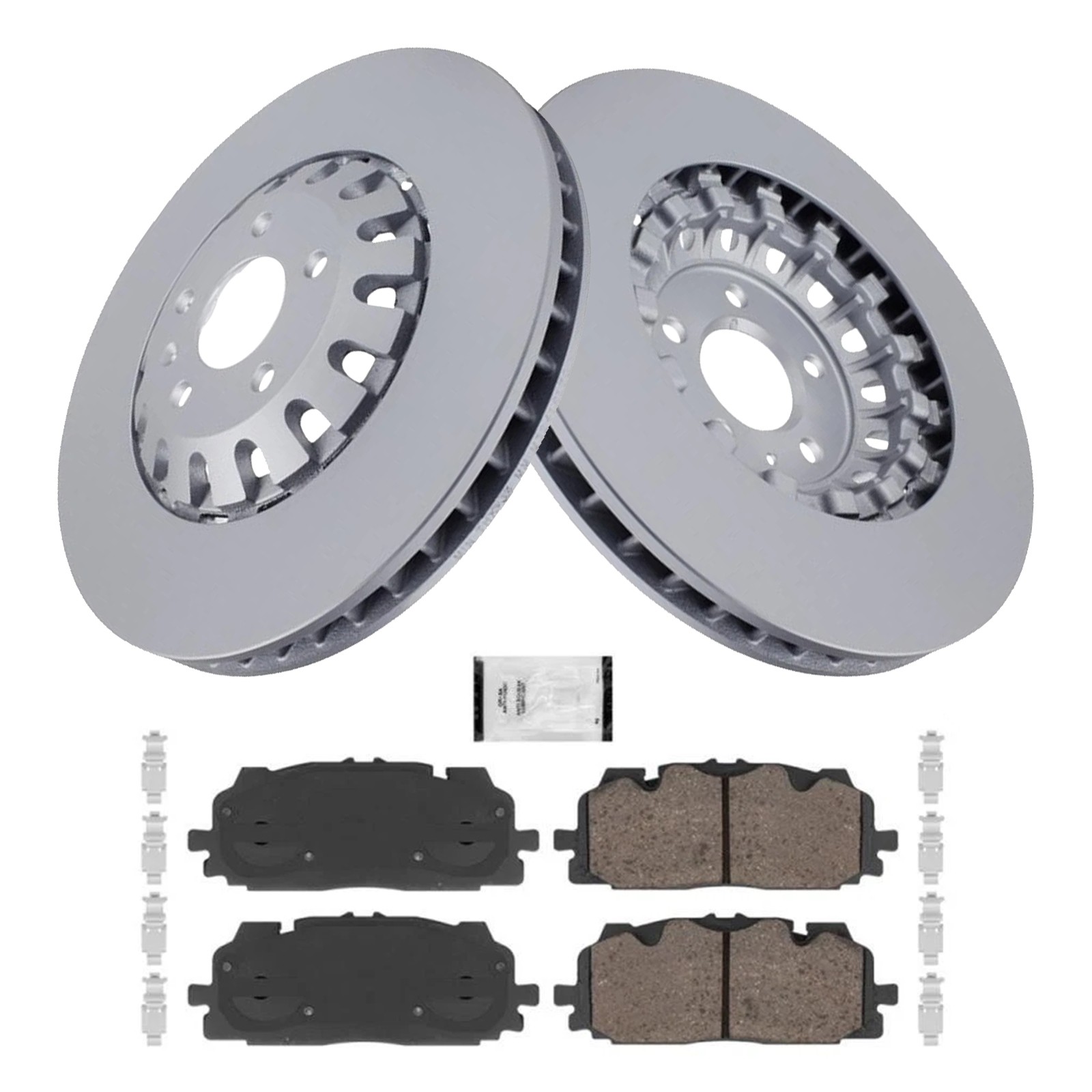 Front Brake Rotor & Akebono EURO Ceramic Pad Kit For Audi A6 Quattro Q7