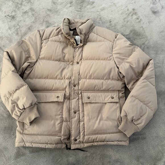 Vintage Eddie Bauer Down Filled Puffer Coat Tan Men\'s LARGE *no hood* USA Made Vintage Eddie Bauer Down Filled Puffer Coat Tan Men\'s LARGE *no hood* USA Made
