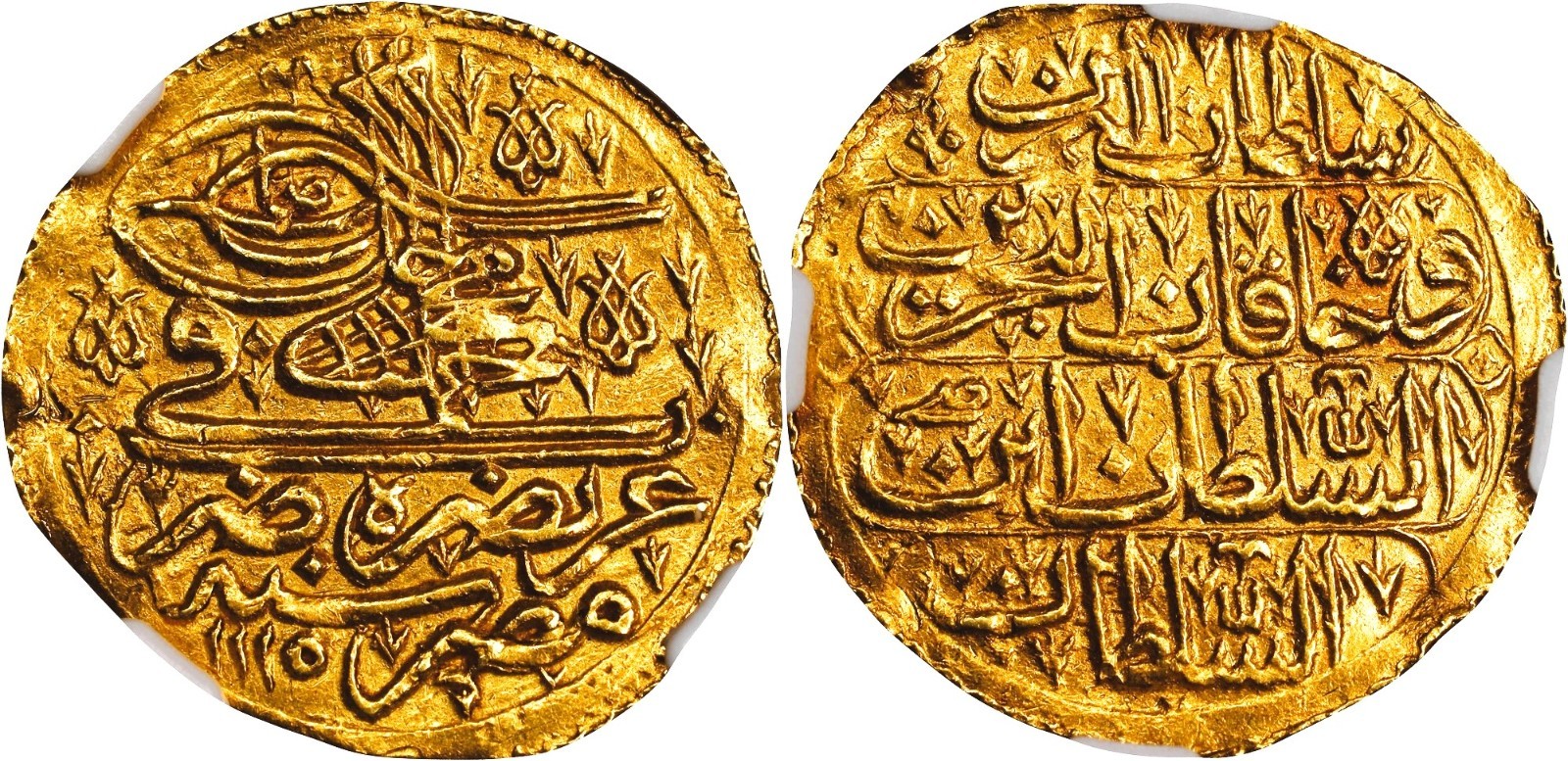 Ottoman Empire Gold Ashrafi 1115 AH (1703/4 AD) — Sultan Ahmed III, Cairo Mint