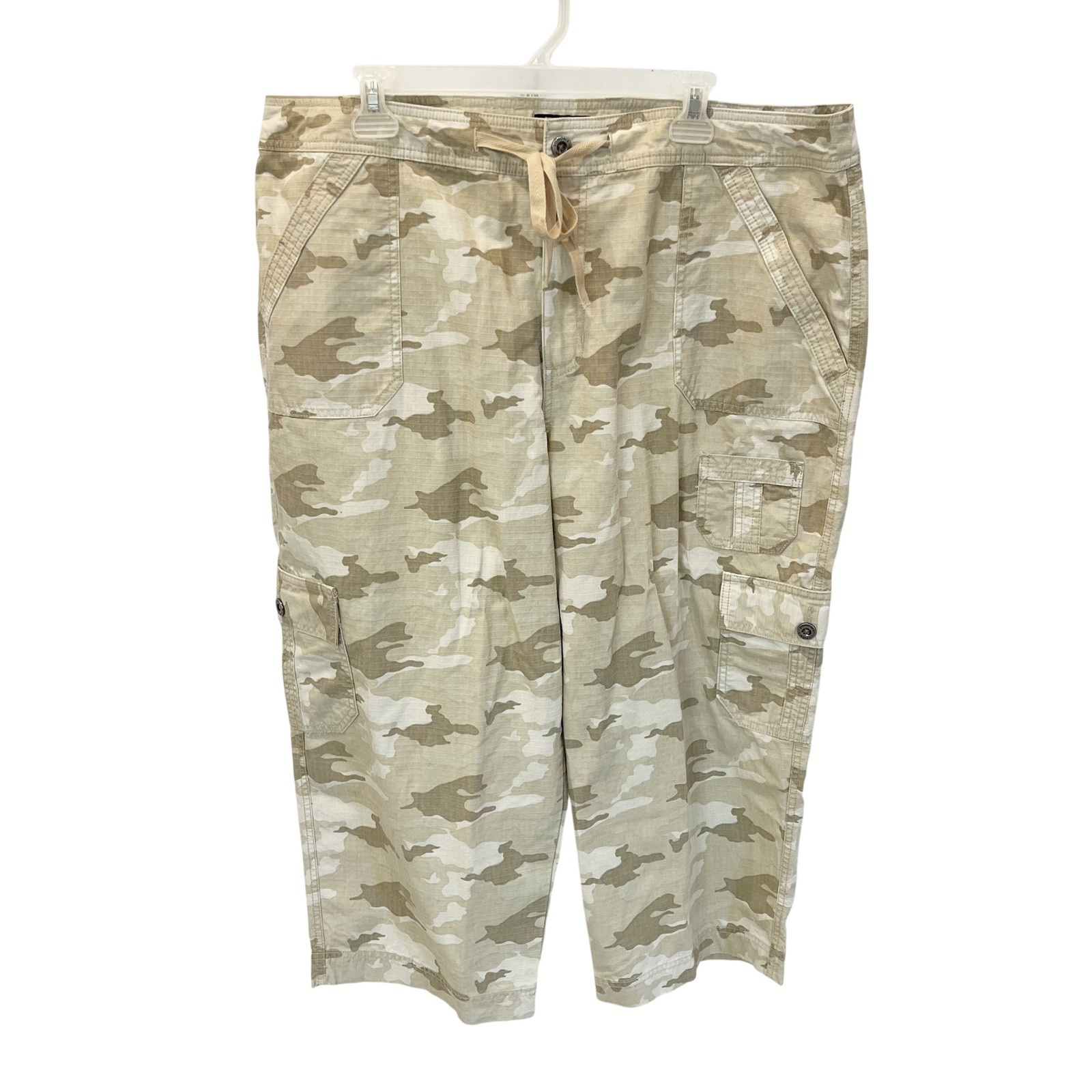 NWOT Sonoma Tan Camo Cargo Capri Pants Y2K Skater Utility Gorpcore - Size 18W