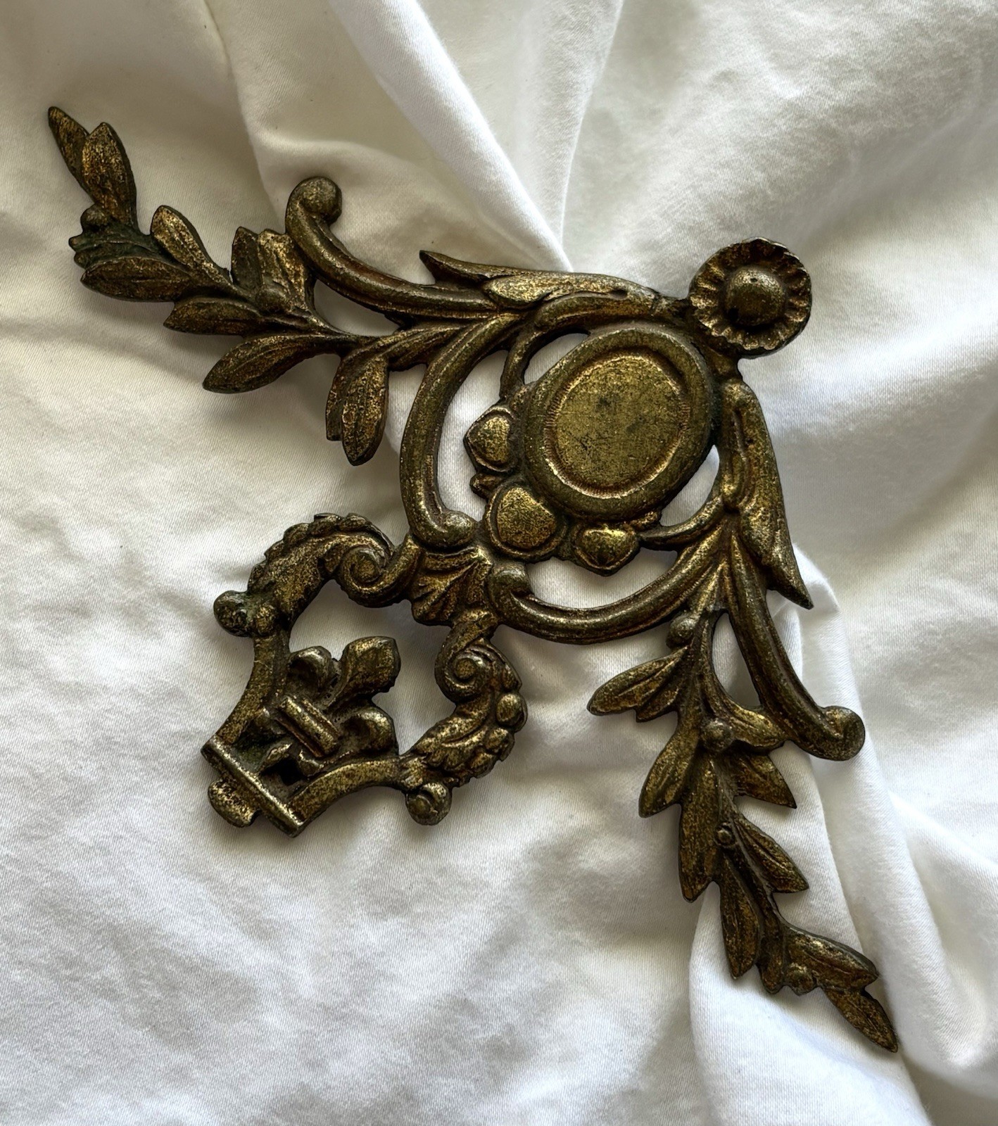 Antique French 8.5” Brass Ormolu Furniture Hardware Decoration