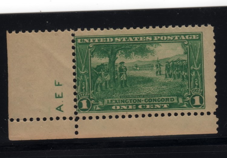 US 617 stamp with A.E.F. initials of Albert E. Fisener a siderographer in the de