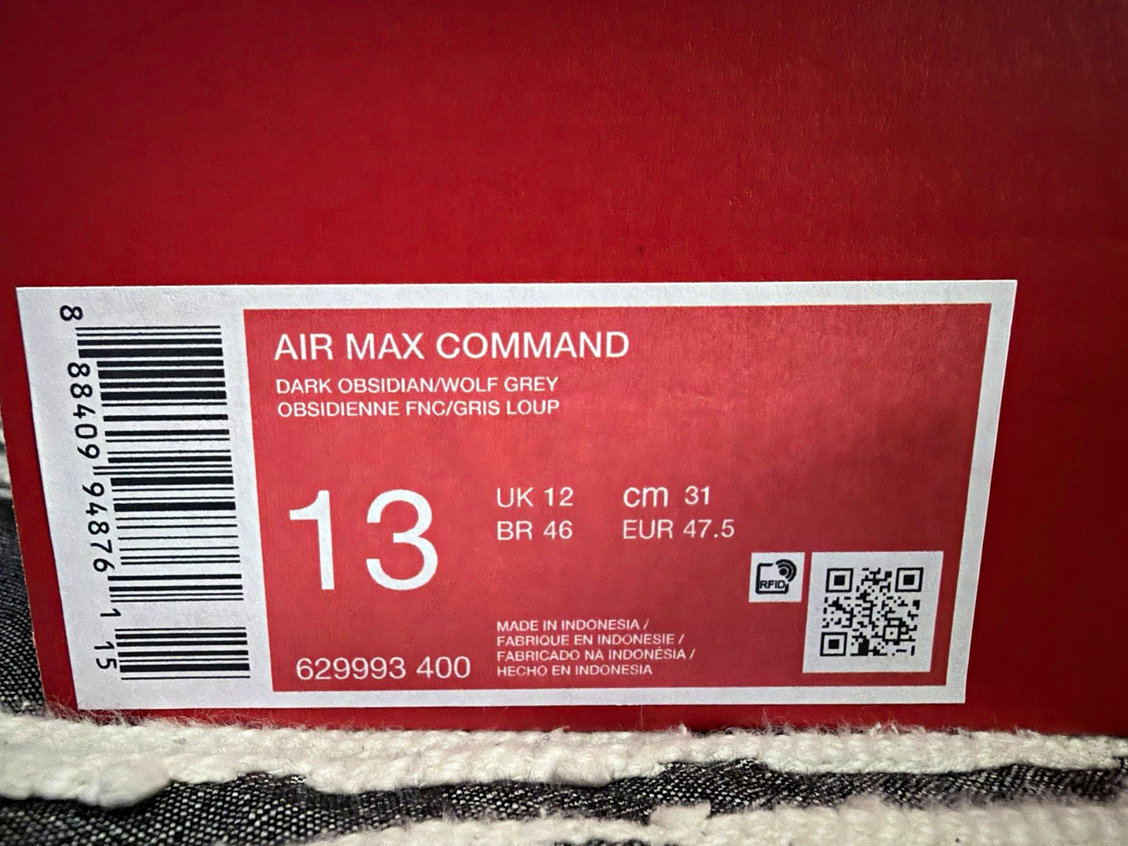 Nike Air Max Command Dark Obsidian Wolf Grey Low Top Mesh Lace Up 629993-400 Nike Air Max Command Dark Obsidian Wolf Grey Low Top Mesh Lace Up 629993-400