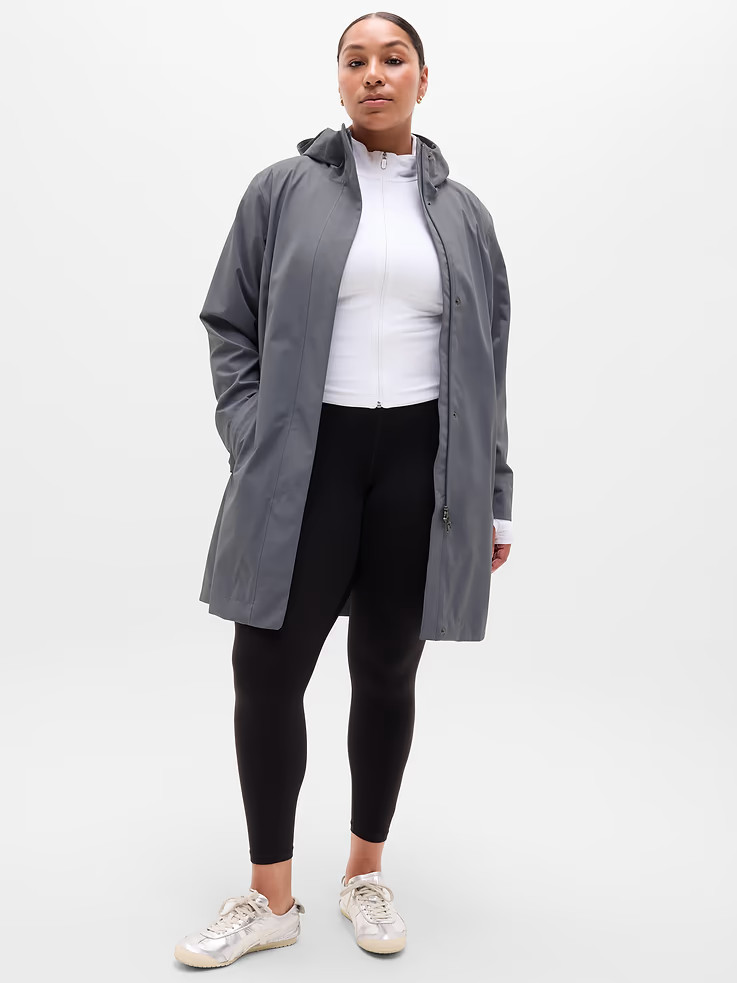 Athleta Rainout Ridge Long Trench Coat Slate 1X #649871