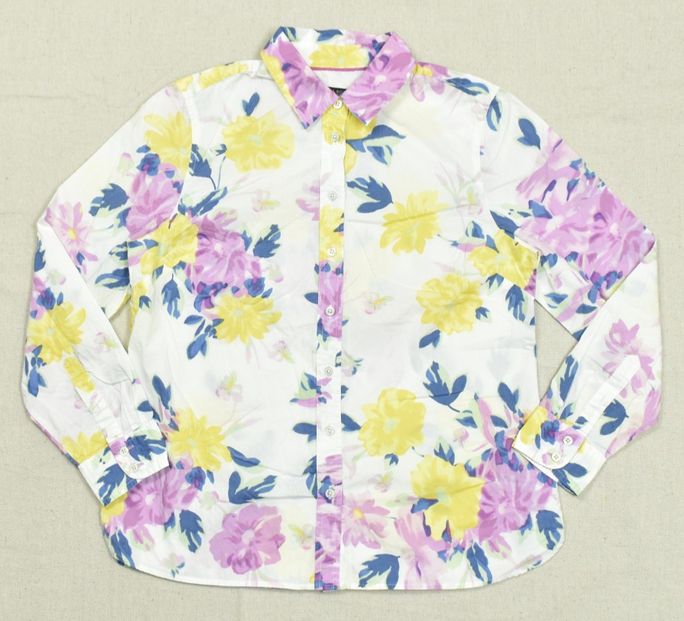 Talbots Petite Size SP Women Floral Button-Down Shirt Long Sleeve 100% Cotton Talbots Petite Size SP Women Floral Button-Down Shirt Long Sleeve 100% Cotton