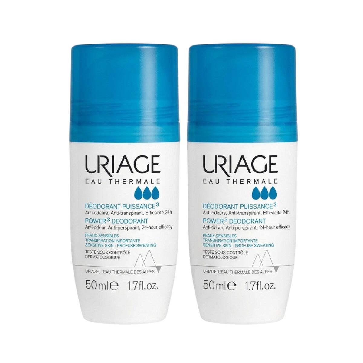 Uriage Power 3 Roll-On Deodorant 2x50ml | Anti-Odor & Antiperspirant Upolife