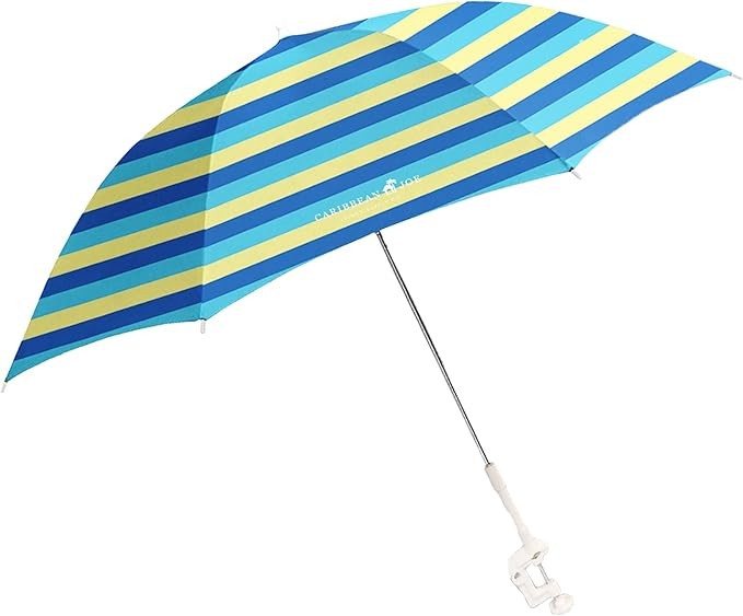 Caribbean Joe Beach Umbrella for Chair, Adjustable and Universal Clamp on Beach