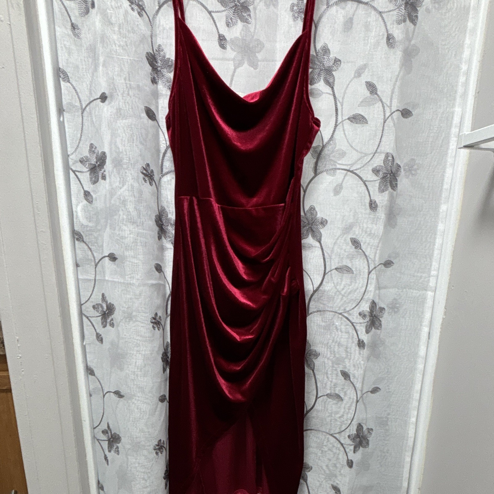 Strapless Burgundy Red Velvet Dress Size M