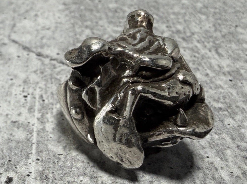VINTAGE CRAZY PIG DESIGNS Sterling Silver BULLDOG Ring 40g London Hallmarked JAS VINTAGE CRAZY PIG DESIGNS Sterling Silver BULLDOG Ring 40g London Hallmarked JAS
