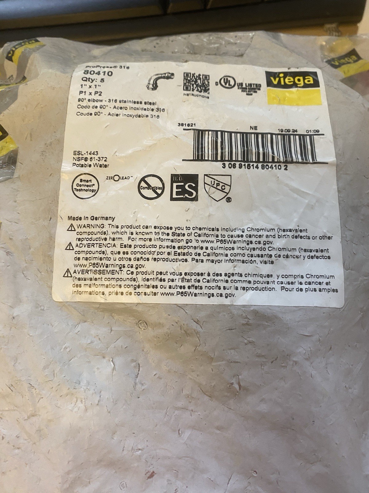 BRAND NEW VIEGA PROPRESS 80410 PK 5 Elbow