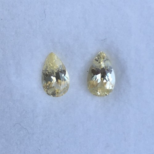 1.87 ct Natural Heated Yellow Sapphire ( Pair ) | Pear | AGCL Certified