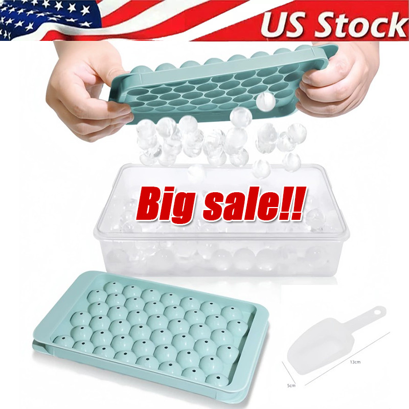 DIY Round Ice Cube Ball Maker PP Tray Silicone Sphere Mold Bar Whiskey Cocktails