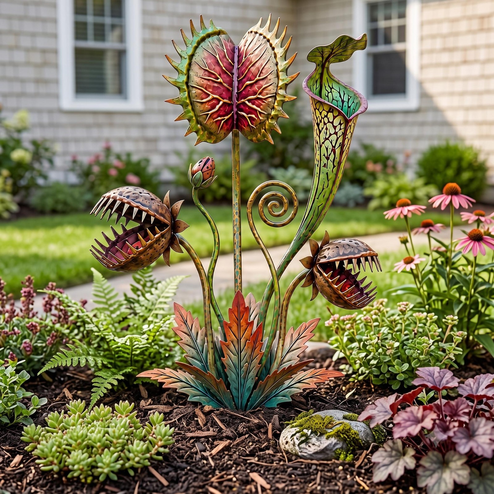 Metal Carnivorous Plant Garden Stake, Venus Flytrap Yard Art Metal Carnivorous Plant Garden Stake, Venus Flytrap Yard Art