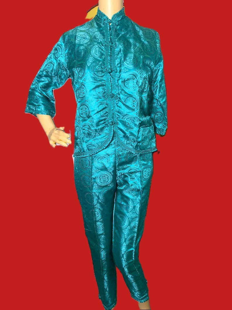 Judy Garland Owned Worn Teal Silk Asian Lounger Set from her hubby Mickey Deans