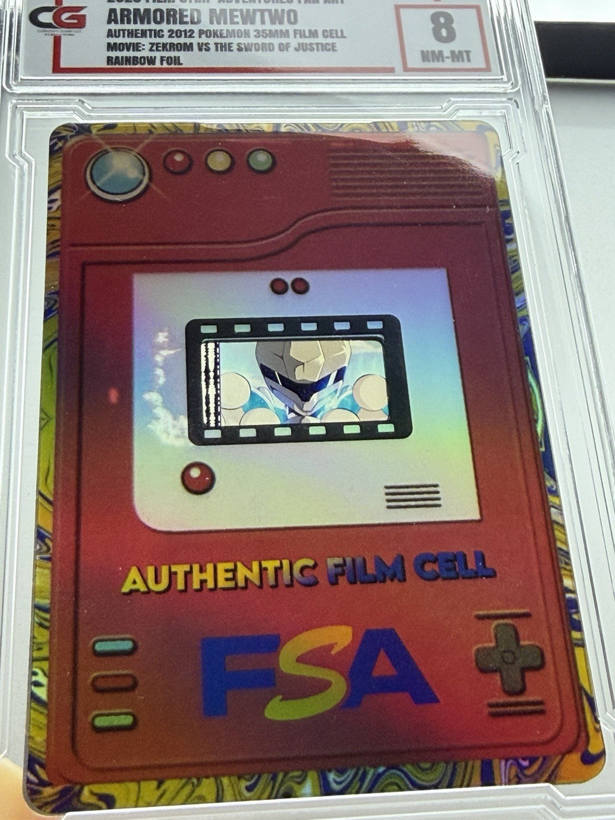 Pokémon FSA Rainbow Foil— Authentic 35mm Film Cell: Armored Mewtwo— CG 8
