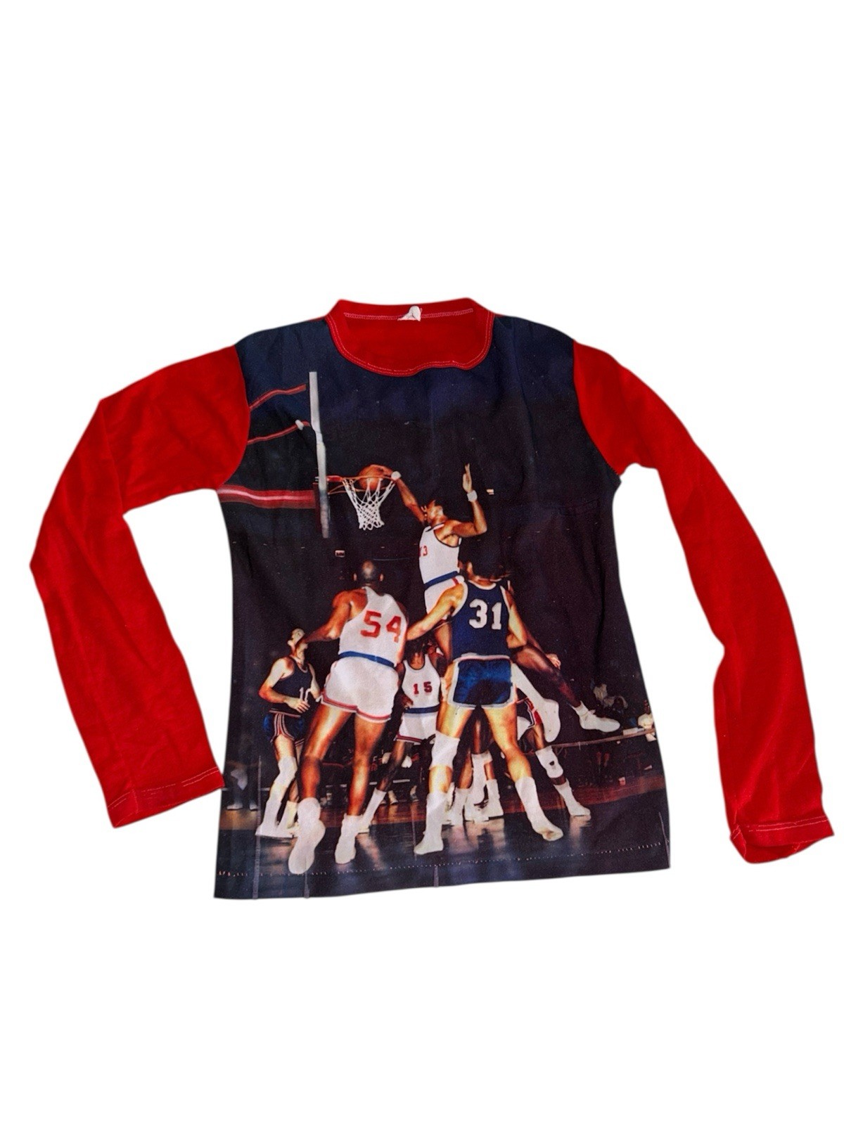 Rare Vintage 70s Wilt Chamberlain Kids Pj Top University Of Kansas 14x19.5