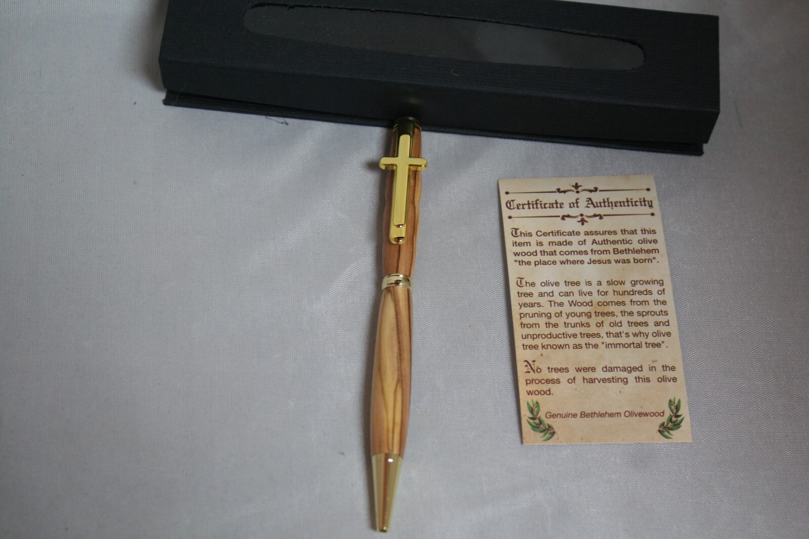 Handmade Bethlehem Olivewood Pen with Cross