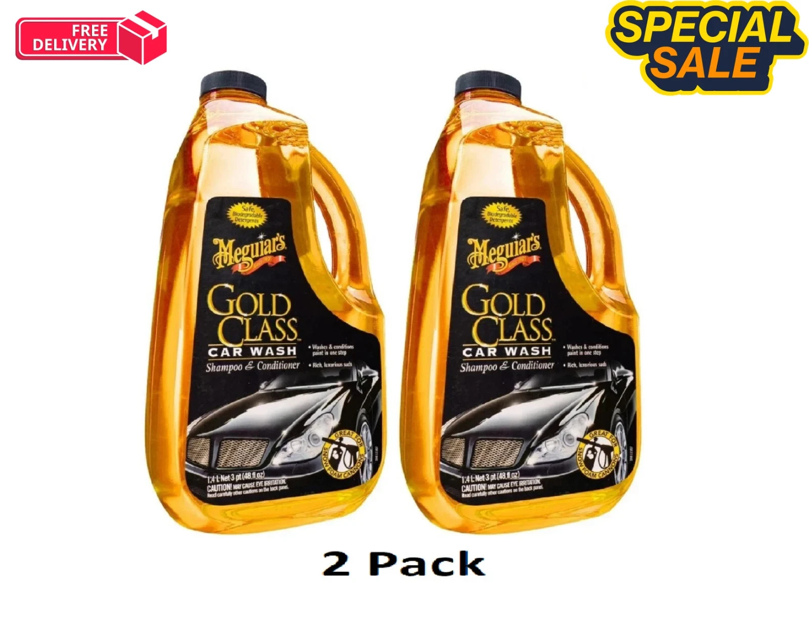 Meguiar's G7148 Gold Class Car Wash Shampoo and Conditioner - 48 oz (2 Bottles)