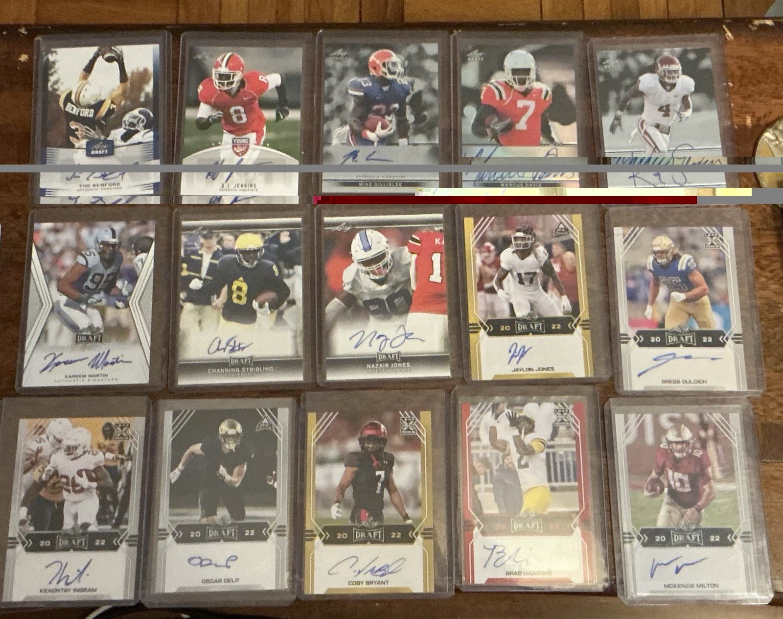 Lot of  15 Leaf Football Rookie Autos - Various Years From 2012 - 2022