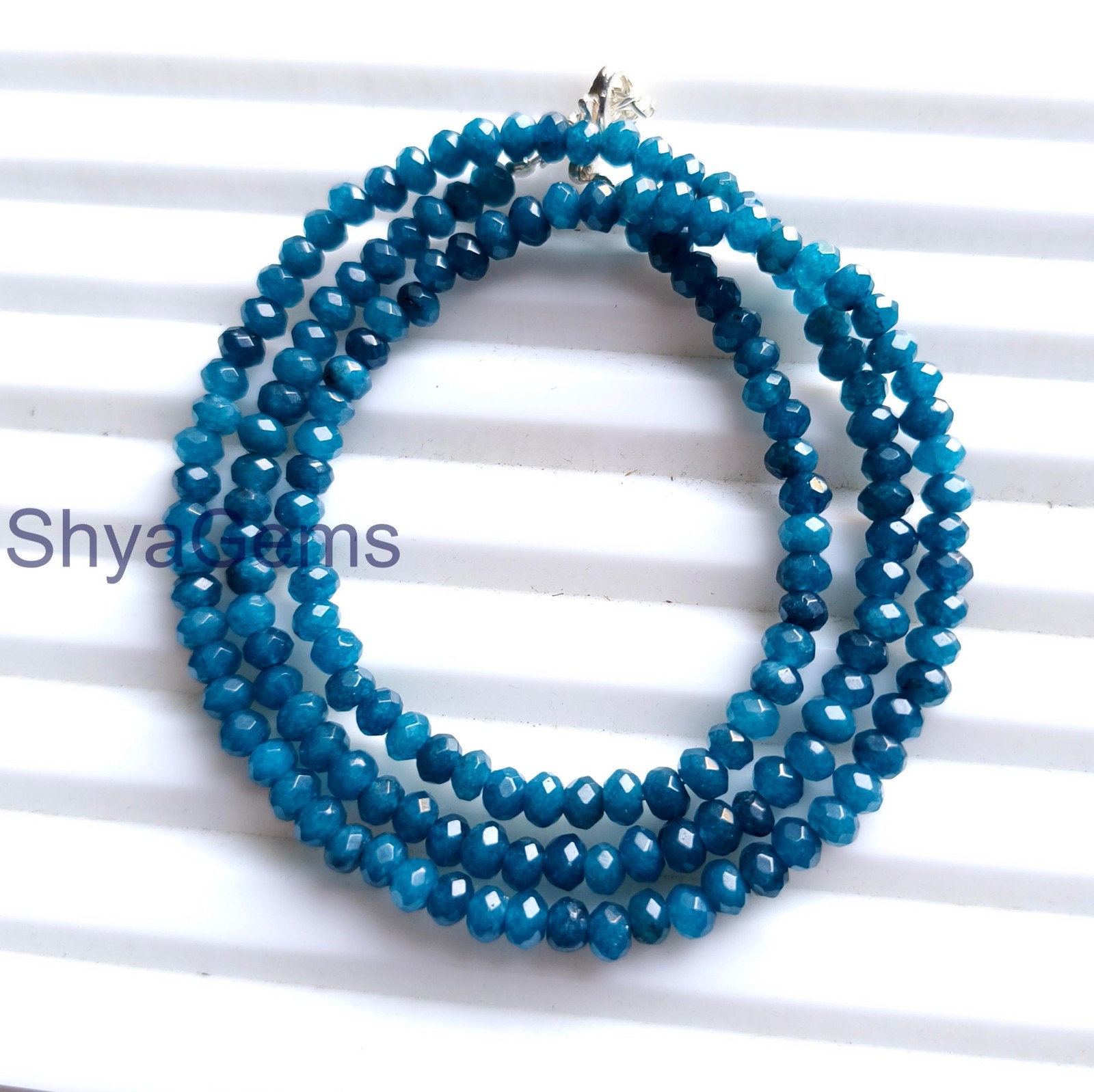 AAA Blue Sapphire Beaded Necklace, Faceted Sapphire Rondelle Beads, Blue Beads