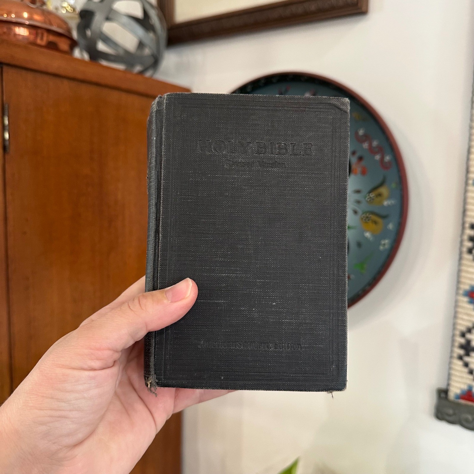 Vintage 1929 Holy Bible American Standard Version Black Cloth Red Edge ABS