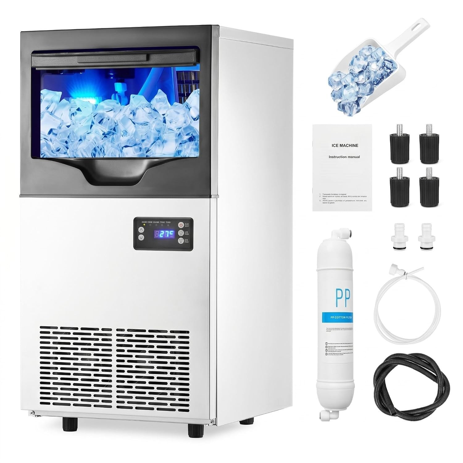 110lb Built-in Commercial Ice Maker Stainless Steel Bar Restaurant Cube Machine 110lb Built-in Commercial Ice Maker Stainless Steel Bar Restaurant Cube Machine