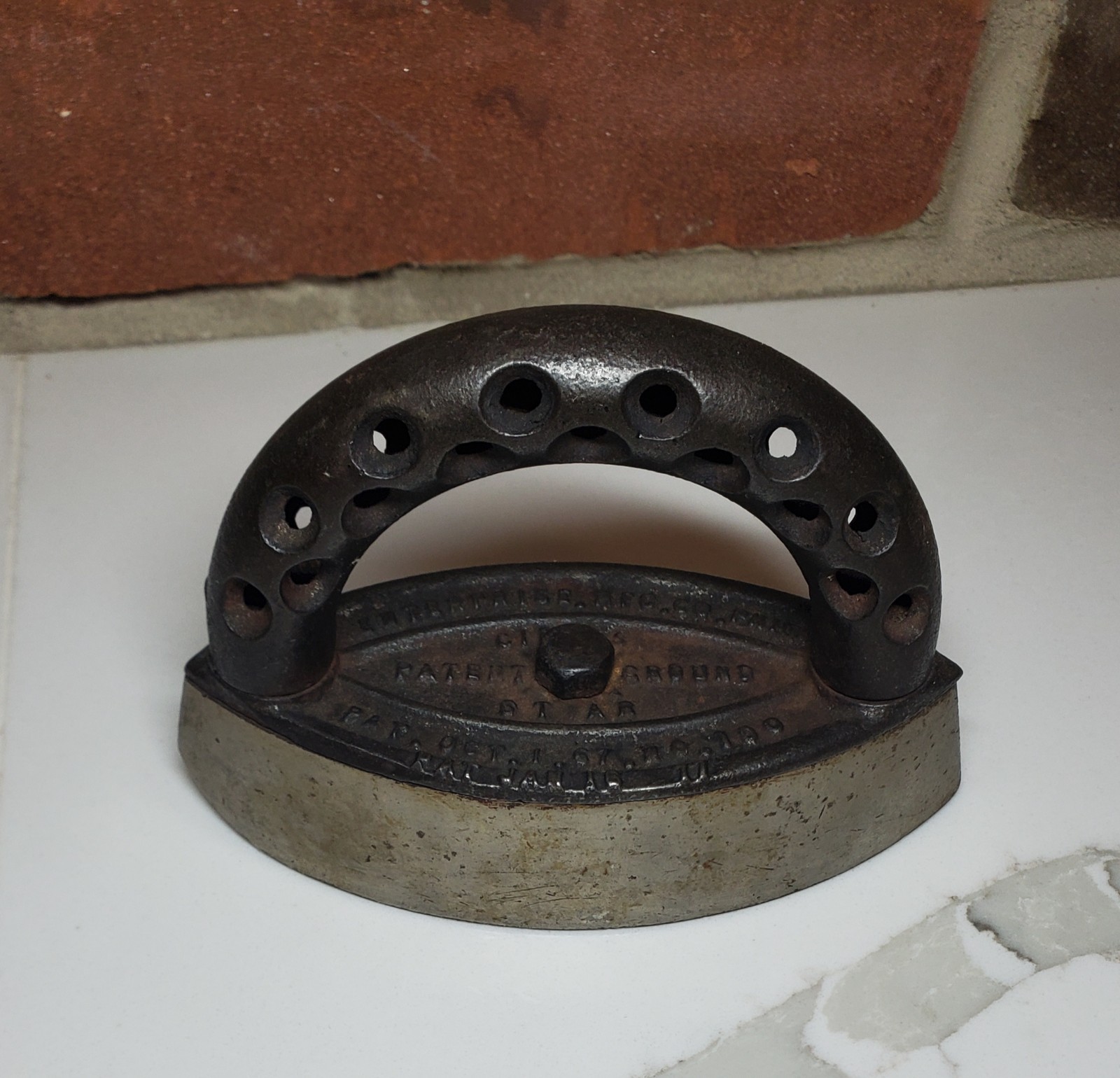 Antique Enterprise Star Sad Iron 1867 Patent No. 100 Farmhouse Decoration