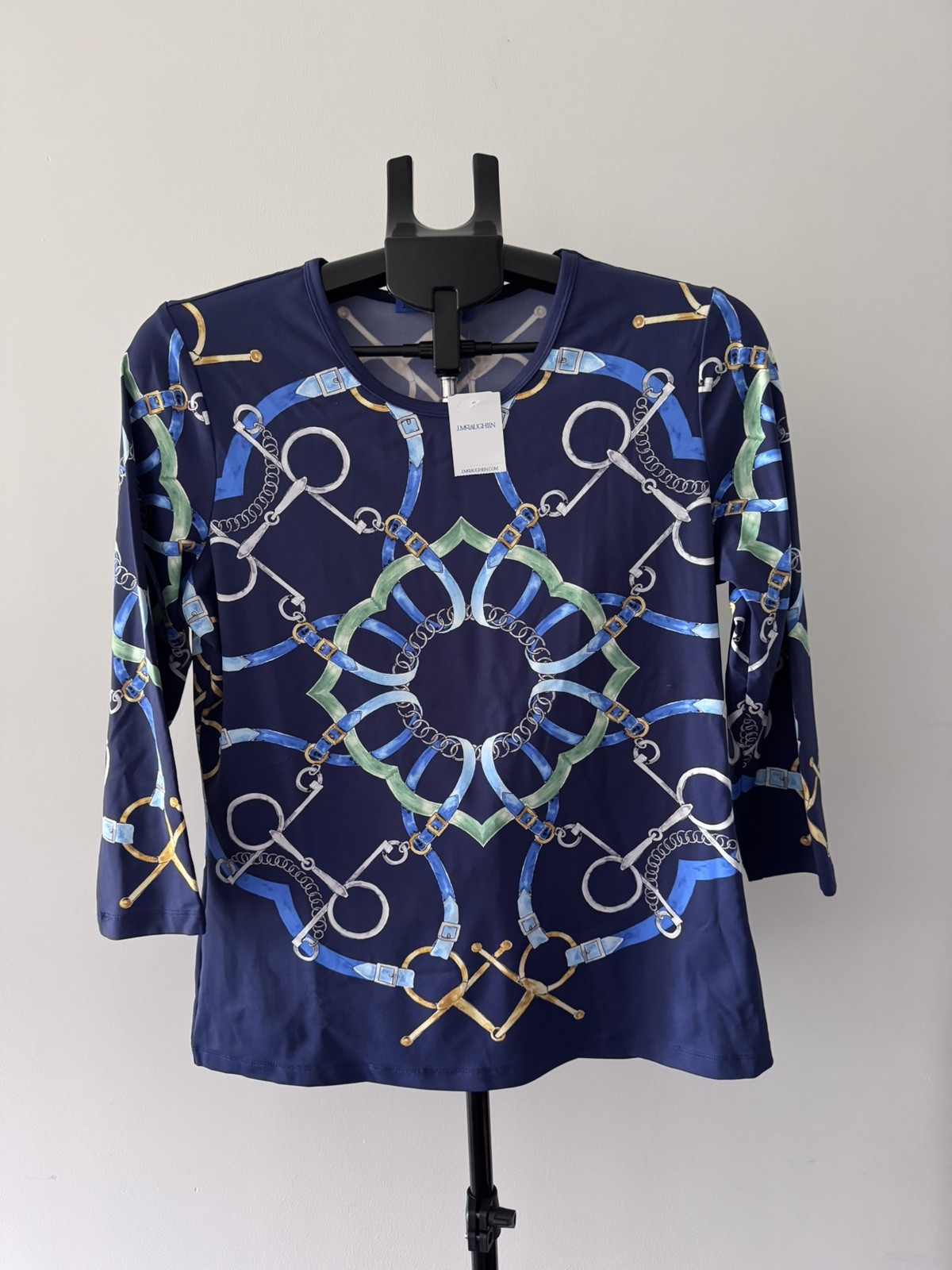 J. McLaughlin Signature Top Tee Shirt Blue Multi Sz Large NEW J. McLaughlin Signature Top Tee Shirt Blue Multi Sz Large NEW