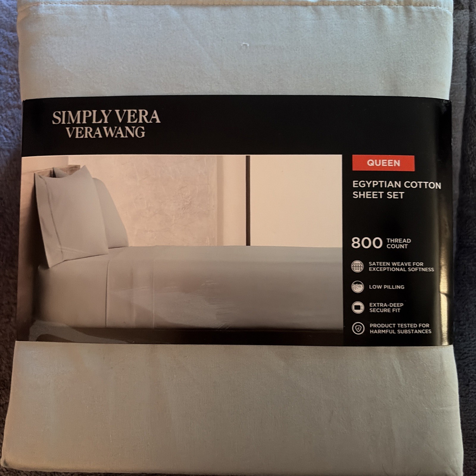 Simply Vera Vera Wang Egyptian Cotton 801-999 TC Queen Gray Solid Sheet Set Simply Vera Vera Wang Egyptian Cotton 801-999 TC Queen Gray Solid Sheet Set
