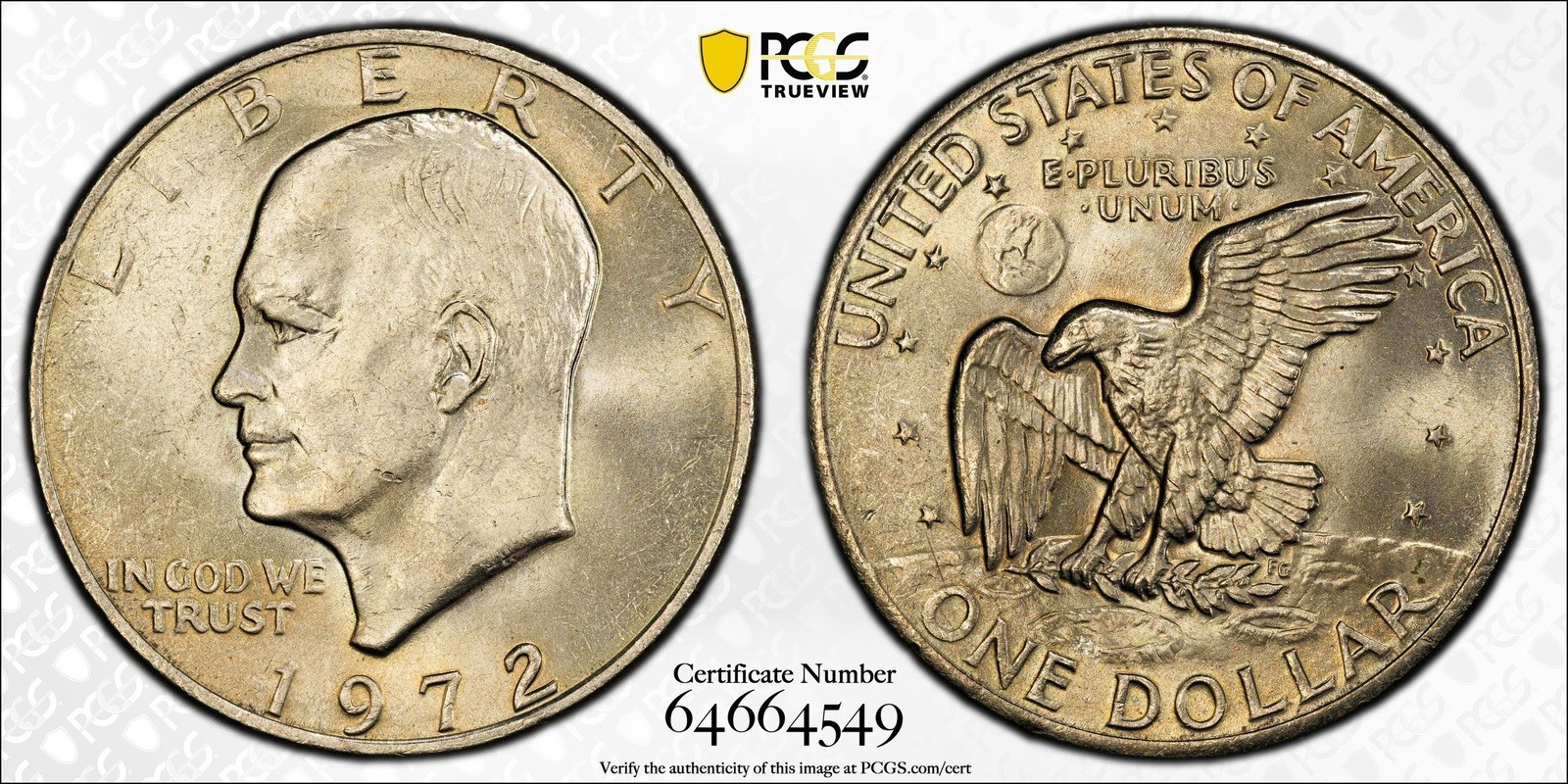 1972 Type 2 Eisenhower Dollar - PCGS MS 63