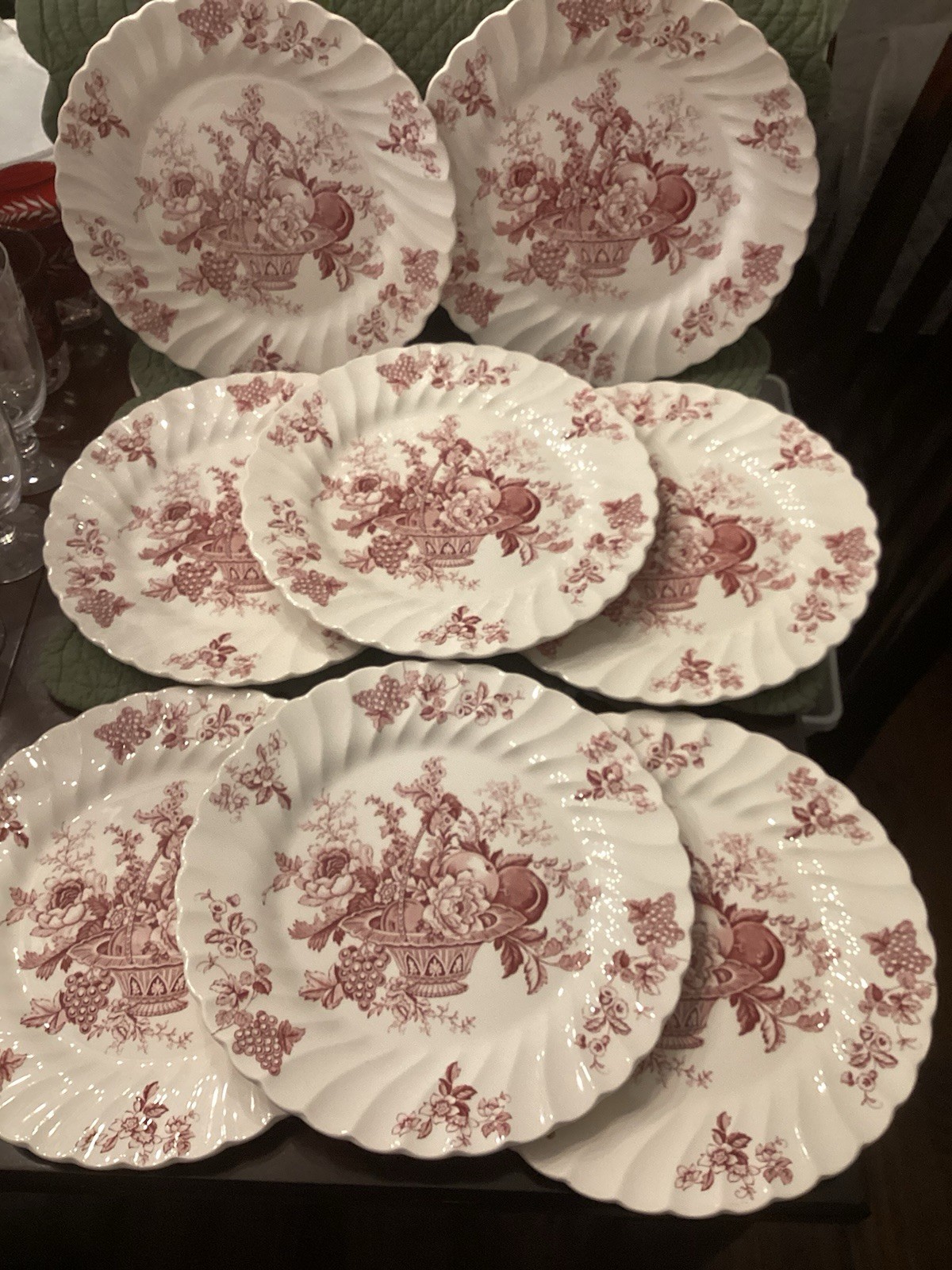 Vintage Myott Bountiful Red Transferware Dinner Plate - Multiple Available 