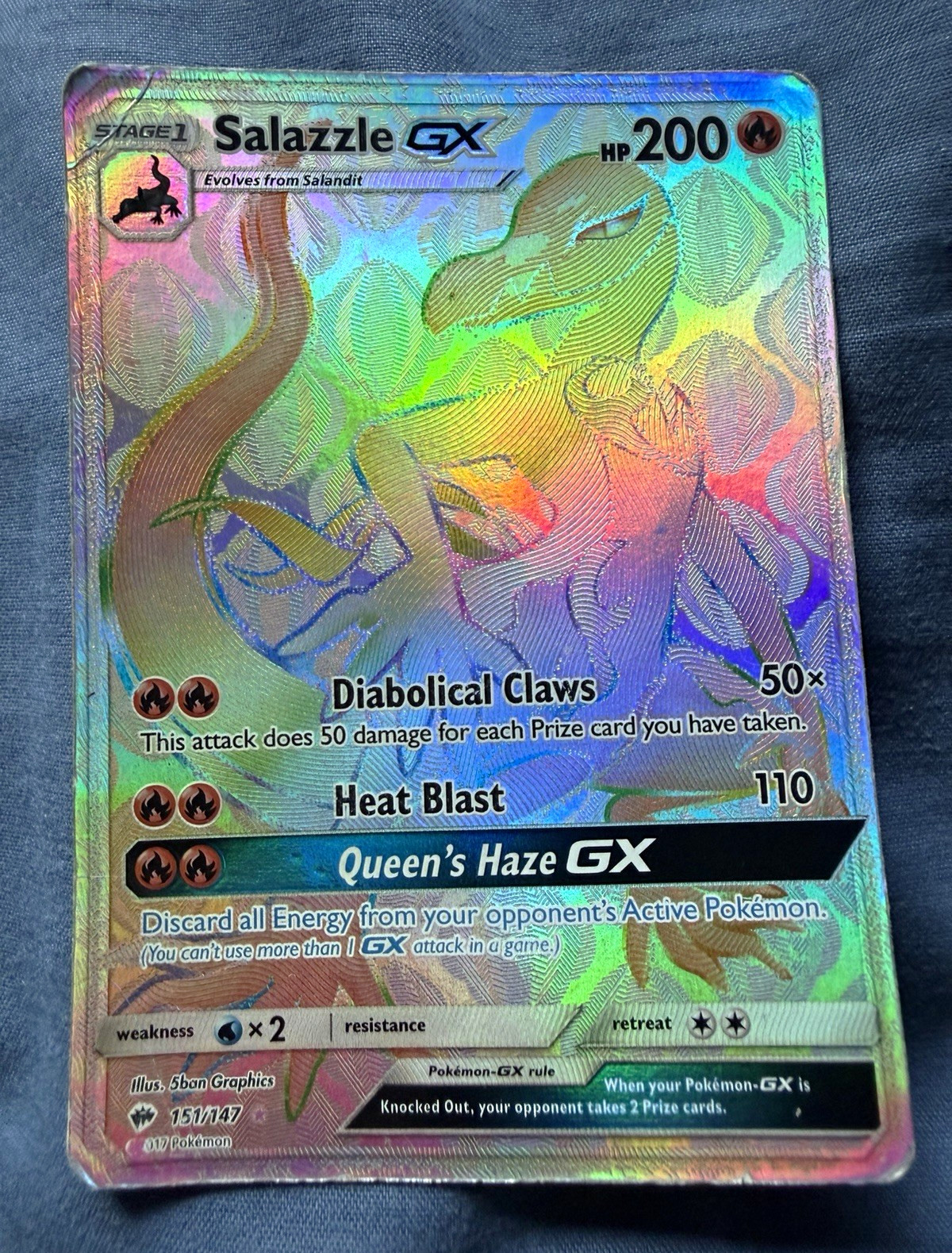 The Pokémon Company Salazzle GX Full Art Holo 151/147 Burning Shadows 200HP The Pokémon Company Salazzle GX Full Art Holo 151/147 Burning Shadows 200HP