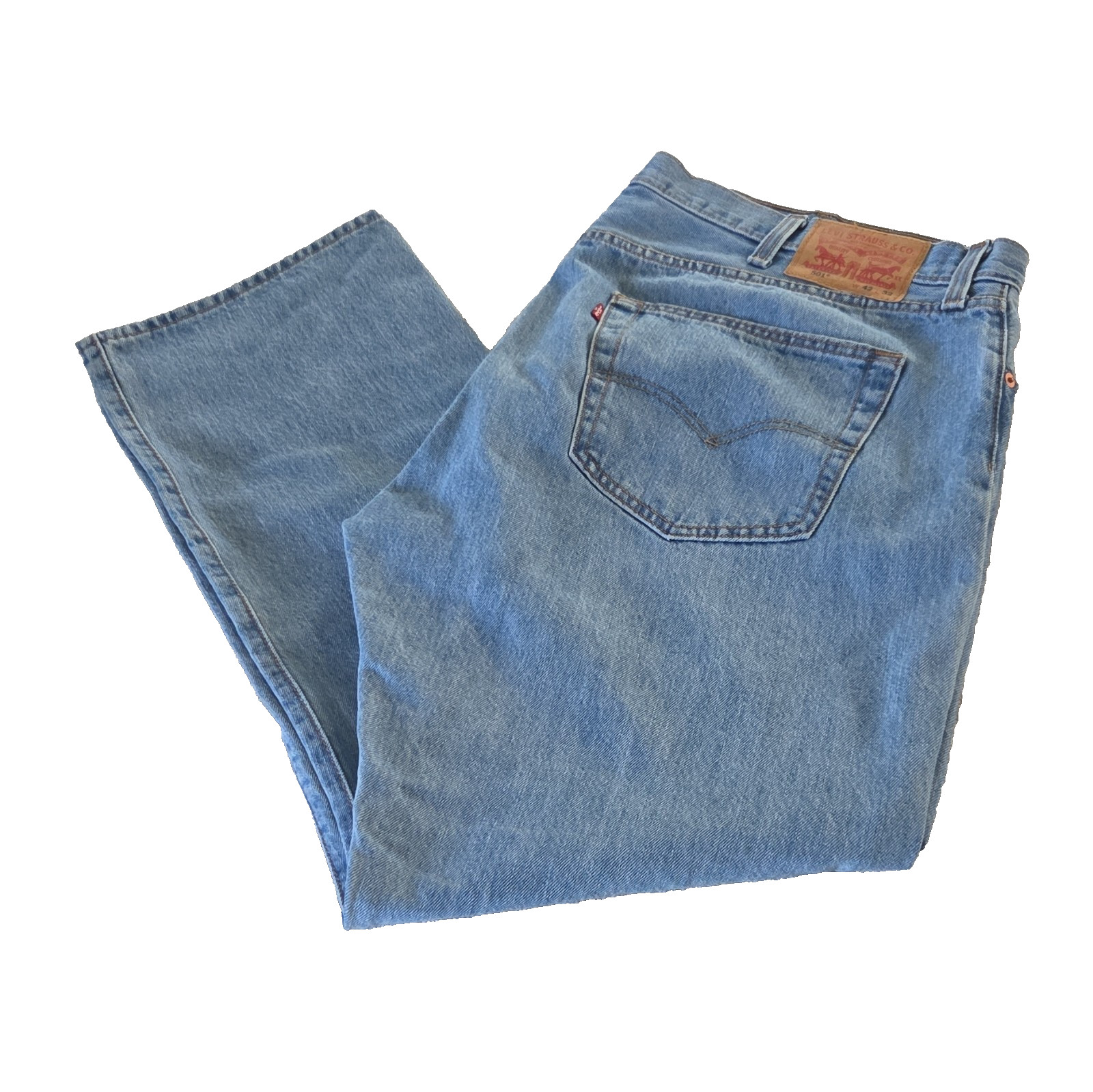 Levi\'s 501 Series Men\'s Straight Leg Light Wash Blue Denim Jeans Reg Fit