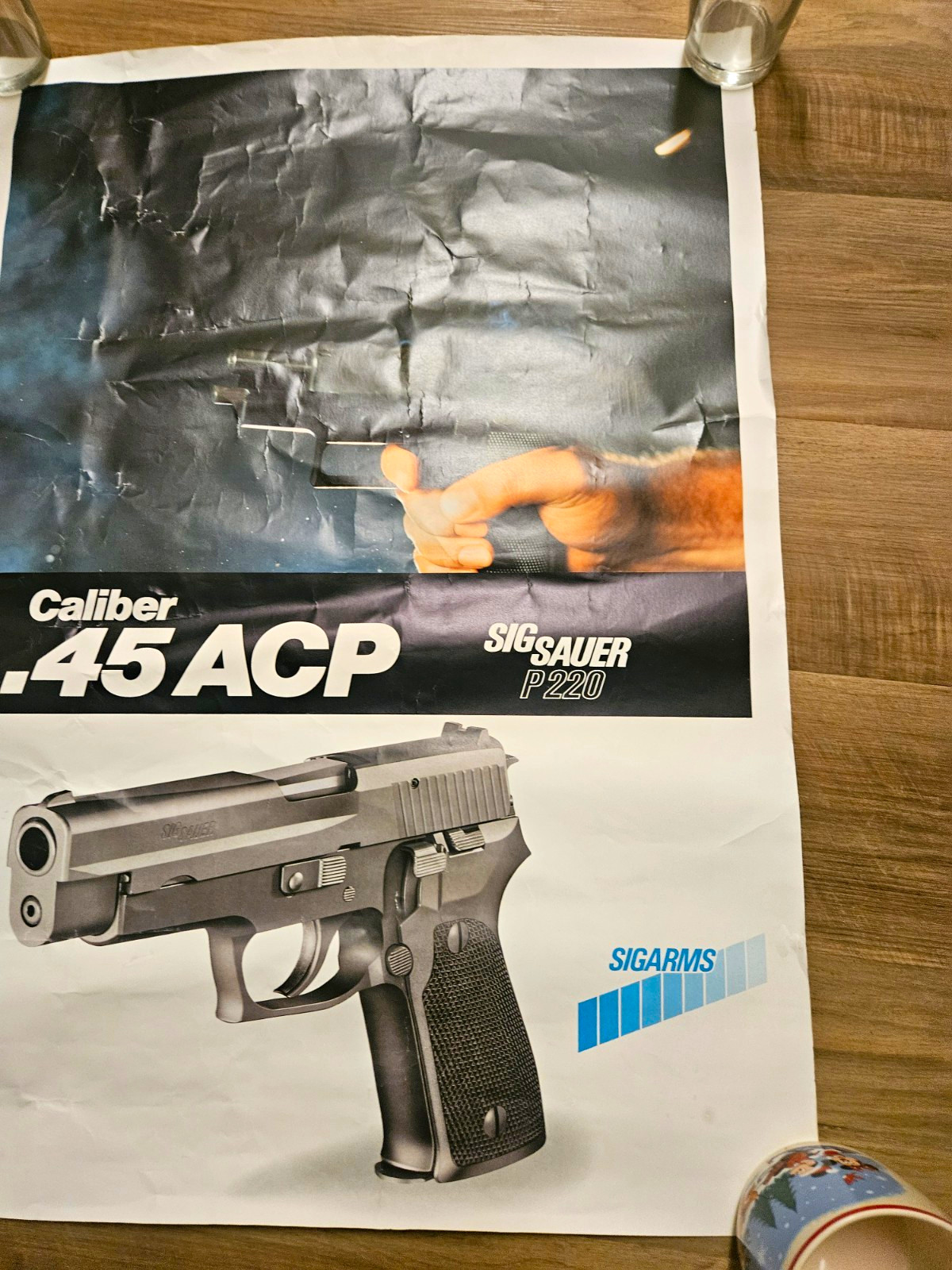 Vintage SIG SAUER P220 45 Caliber Poster SIGARMS Factory Dealer Showroom