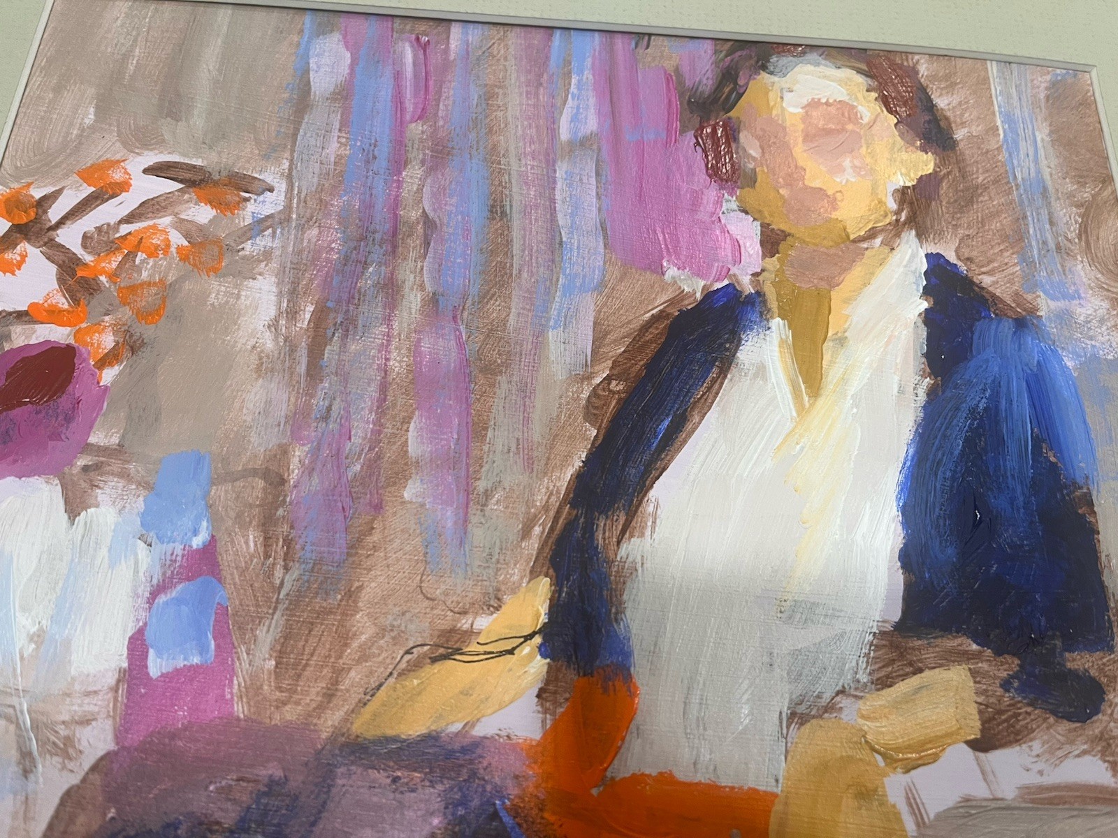 Original Impressionist Abstract Art Original Small Painting, Matted, Signed