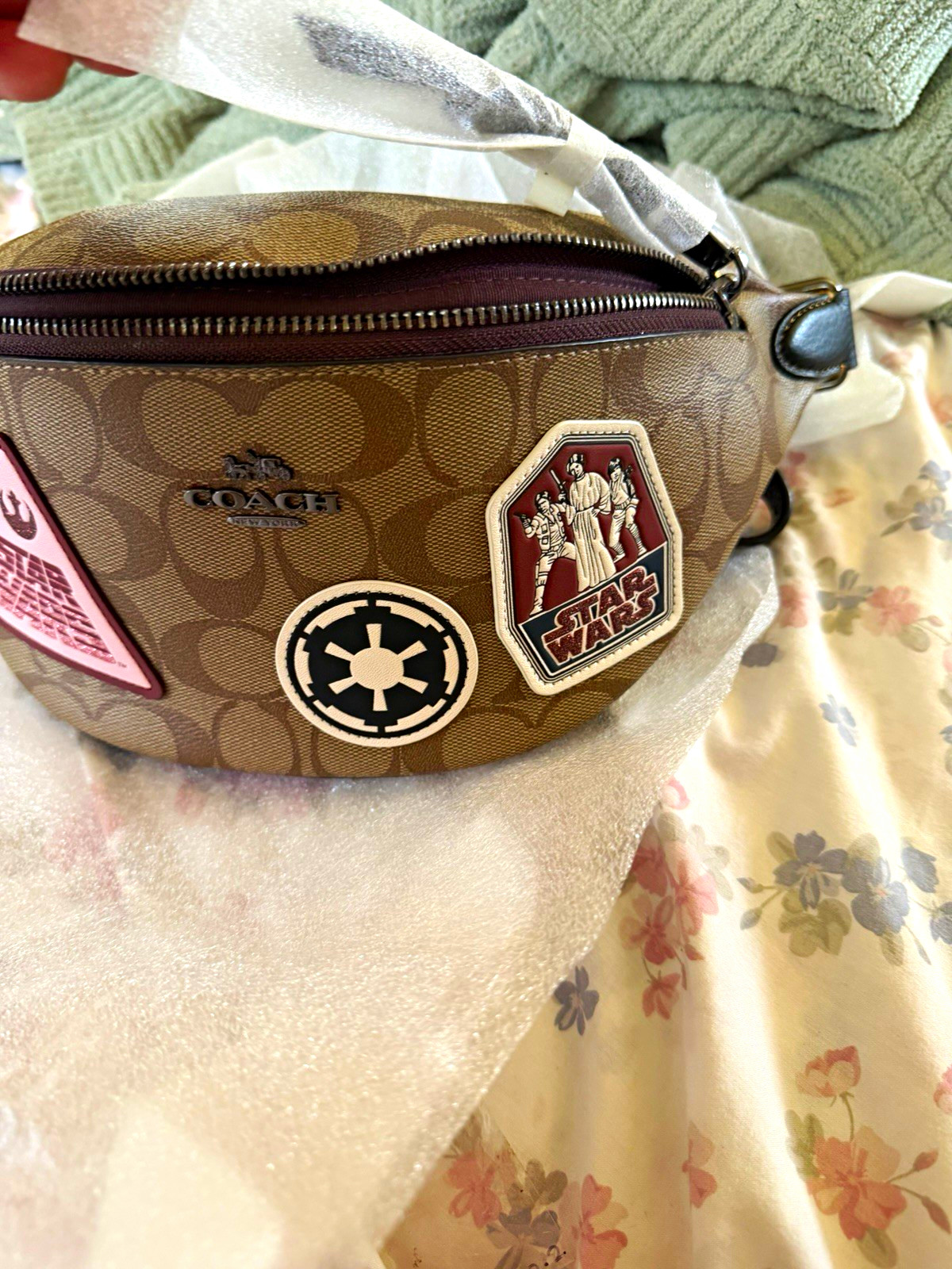 Coach x Star Wars Signature Logo Belt Bag Brown Khaki Multi Zip Strap