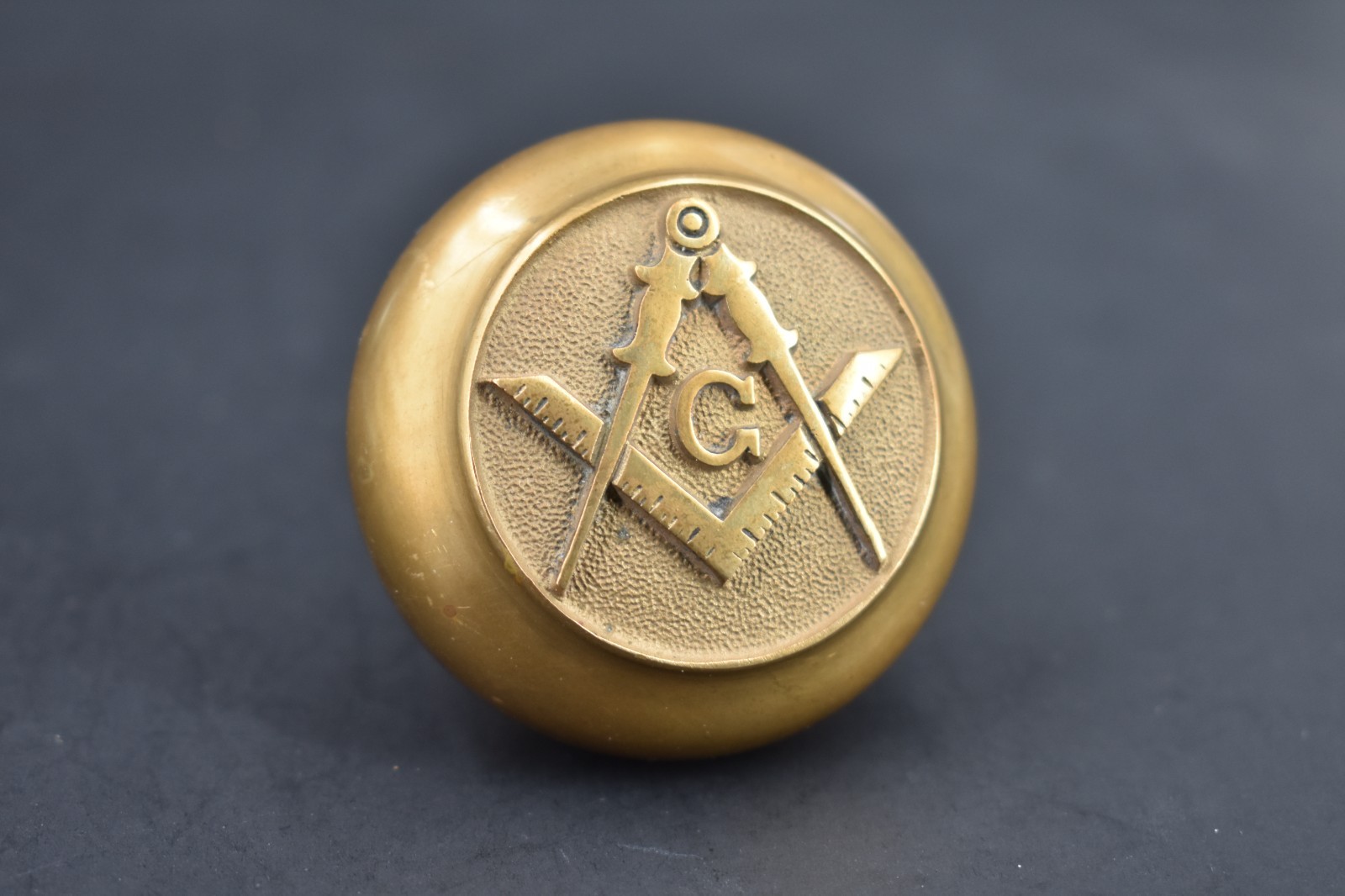 Antique Masonic Cast Brass Doorknob Freemason Square Compass G Temple Lodge Antique Masonic Cast Brass Doorknob Freemason Square Compass G Temple Lodge