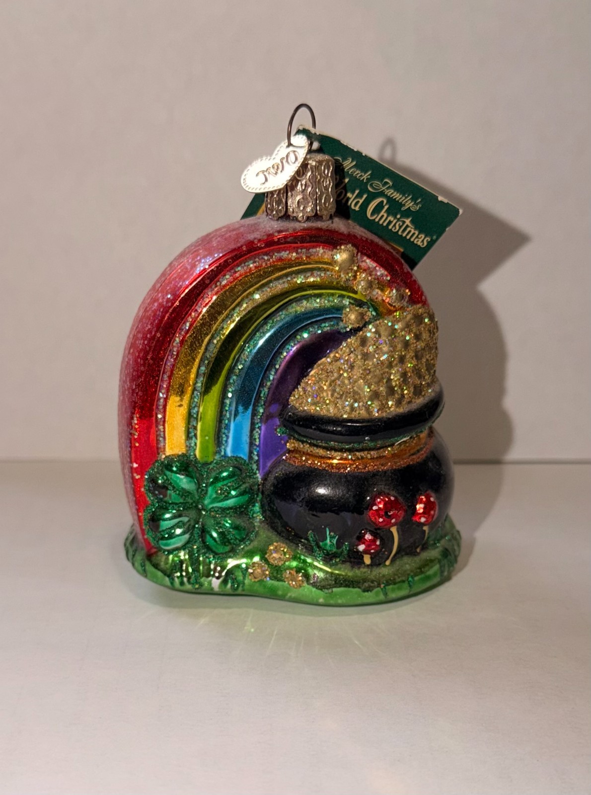 Vintage 2004 Old World Christmas Pot of Gold #36036 Rainbow Glass Ornament w/Tag
