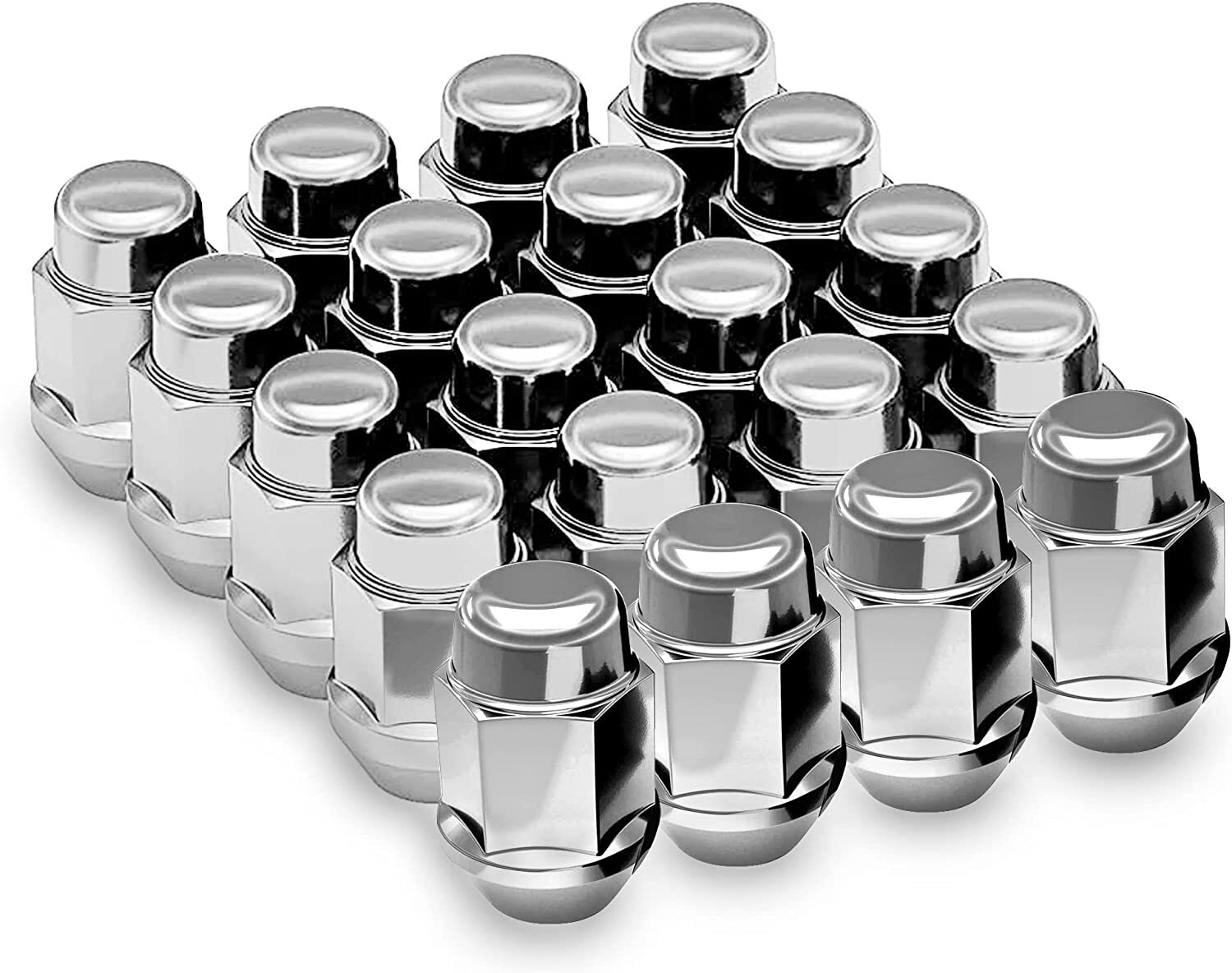 20PCS 1.4 inch Wheel Lug Nuts Chrome, 12x1.5 Closed End Bulge Acorn Lug Nuts NEW