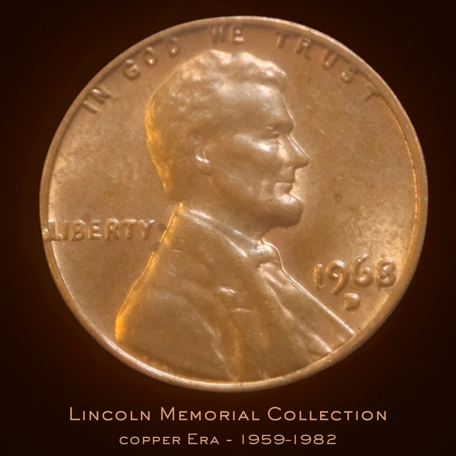 1968-D Lincoln Memorial Cent - RED - RARE RIM ERROR - FILLED D MINT MARK