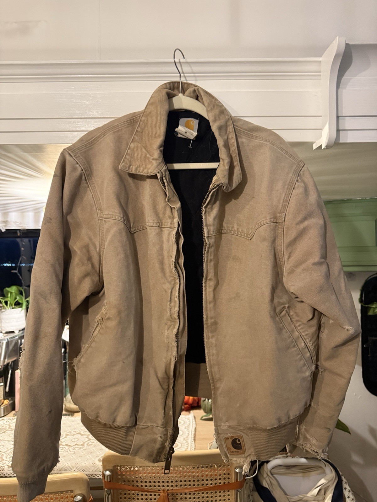Vintage Carhartt J14 SDL Sandstone Duck Detroit Jacket Distressed Tan Men\'s