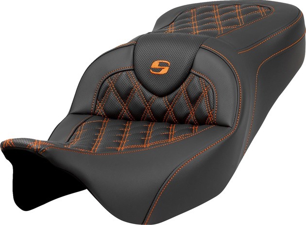 Saddlemen RoadSofa LS Seat Orange Stitch #284786 Harley Davidson