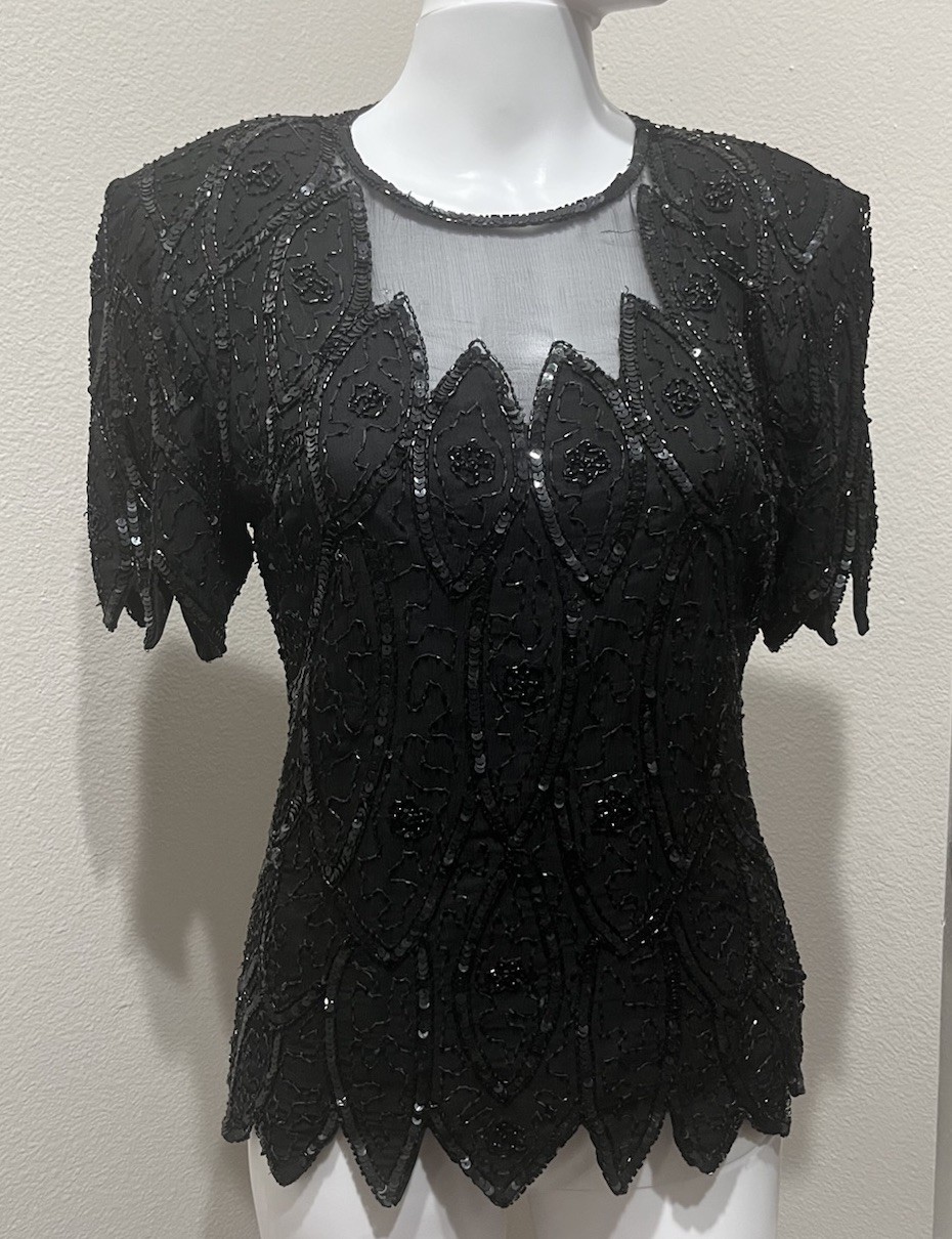 VTG Y2K Stenay Black Silk Size S Beaded Camisole Top Bust 35” Evening WhimsiGoth VTG Y2K Stenay Black Silk Size S Beaded Camisole Top Bust 35” Evening WhimsiGoth