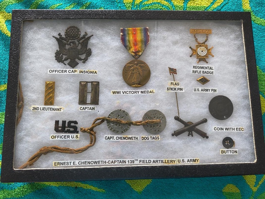 WWI US Army 139th Field Artillery Named Officer Grouping Captain Chenoweth Medal