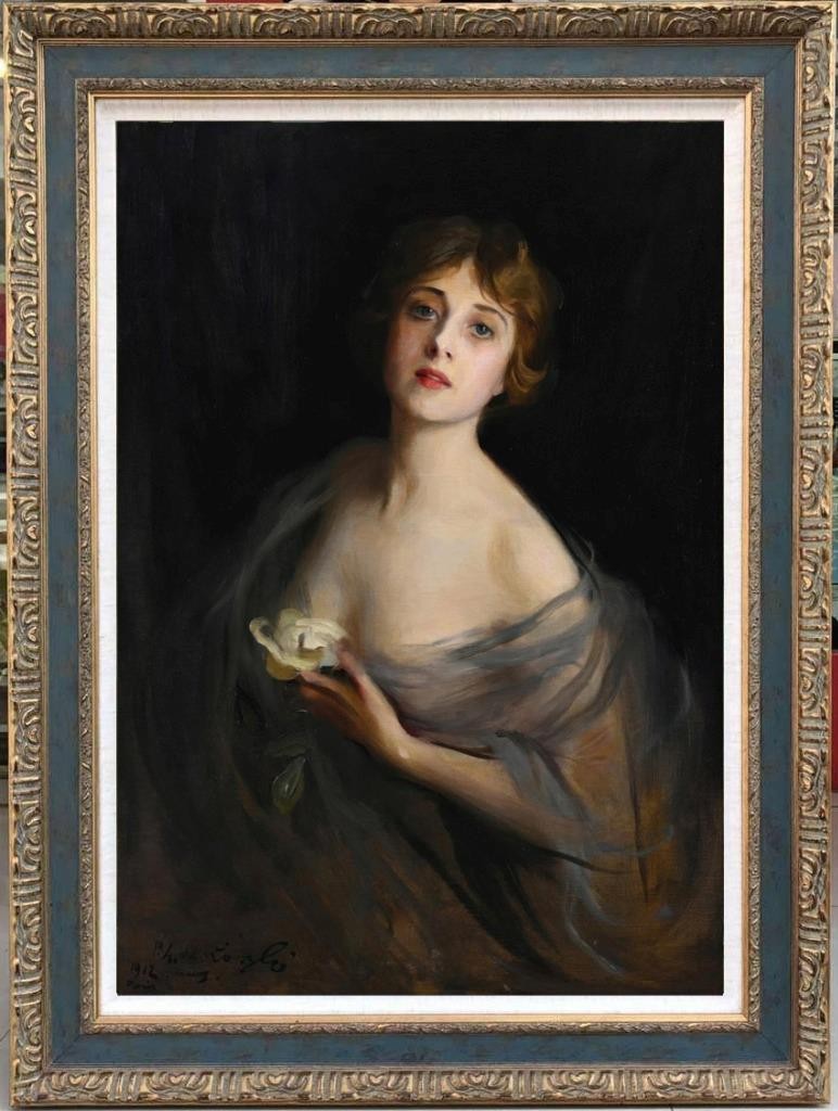 Handmade Old Master-Art Antique Oil Painting women girl on canvas 24\