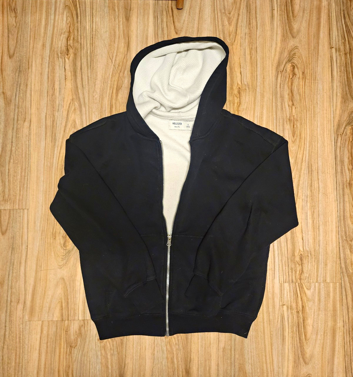 HollisterBoxy Full Zip Hooded Hoodie w/ Pockets Thermal Lining Waffle Knit HollisterBoxy Full Zip Hooded Hoodie w/ Pockets Thermal Lining Waffle Knit
