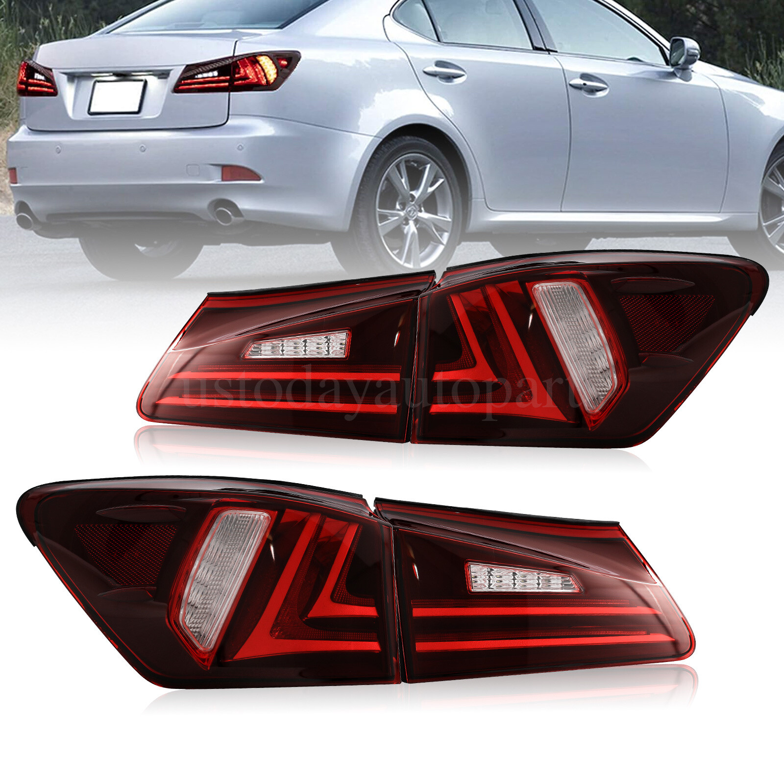 Tail Lamps Lights Pair Fit For Lexus IS250 IS350 ISF 2006-2013 Red Lens LH+RH Tail Lamps Lights Pair Fit For Lexus IS250 IS350 ISF 2006-2013 Red Lens LH+RH