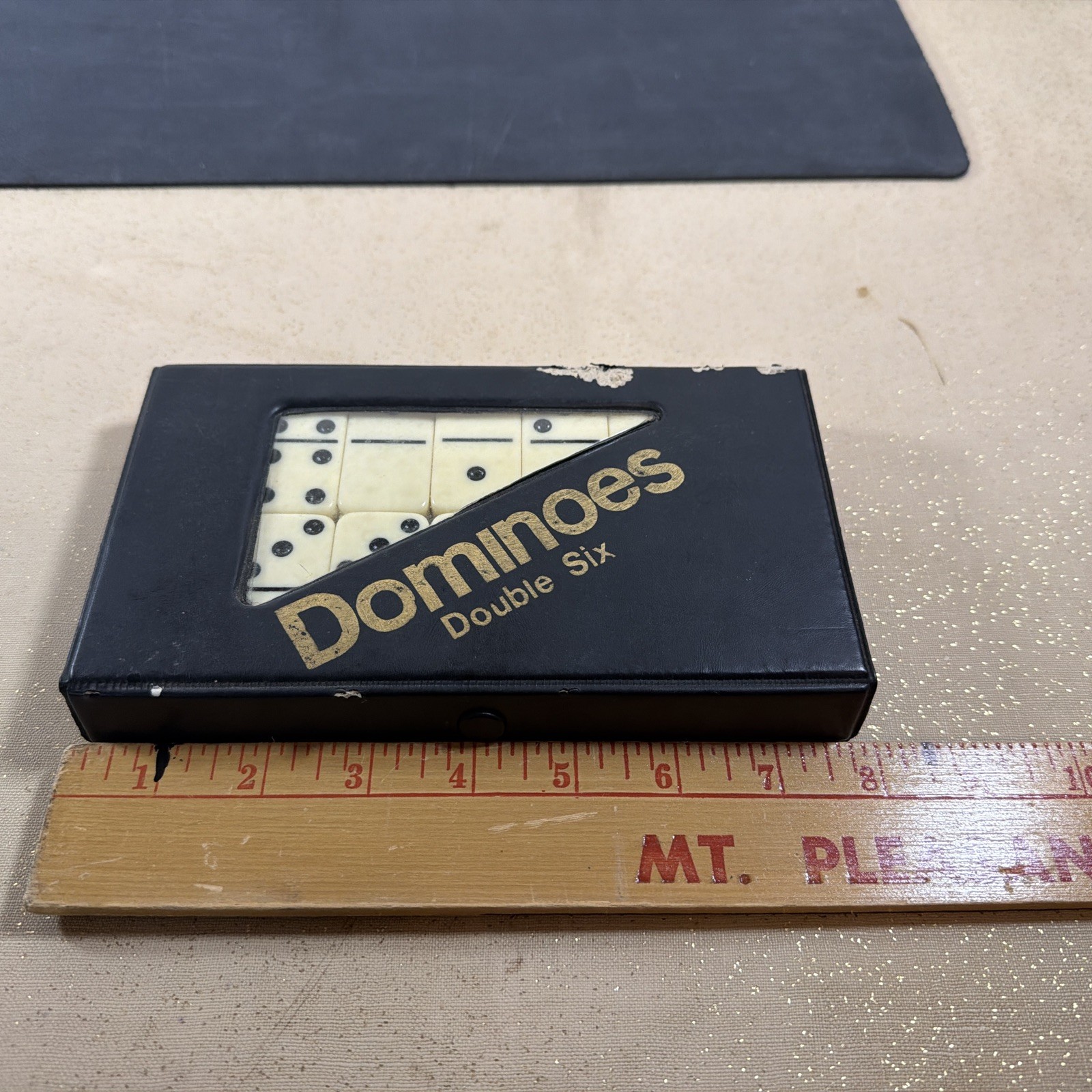 Double Six 6 Dominoes Butterscotch Bones W/Blk Case Complete Vtg 28 Piece Set Double Six 6 Dominoes Butterscotch Bones W/Blk Case Complete Vtg 28 Piece Set