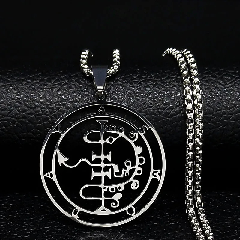 Stainless Steel Baphomet Sigil Necklace Satanic Jewelry Asmoday Pendant Stainless Steel Baphomet Sigil Necklace Satanic Jewelry Asmoday Pendant