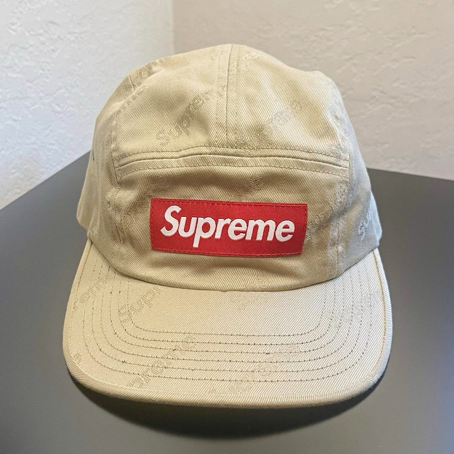 Supreme Jacquard Logos Twill Camp Cap FW19 Tan